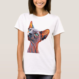 Hairless cat Abstract animal Art Colorful T-Shirt