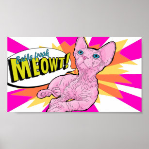 Hairless kitten Pop art Poster