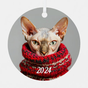Hairless Sphynx Cat in a sweater Metal Ornament