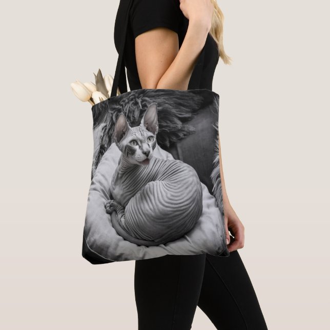 Hairless Sphynx Cat Tote Bag (Close Up)
