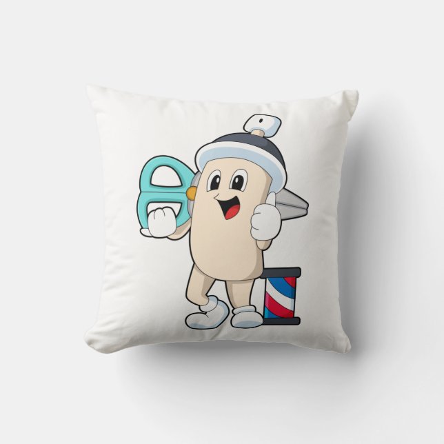 Hairspray as Hairdresser with Scissors Throw Pillow (Front)