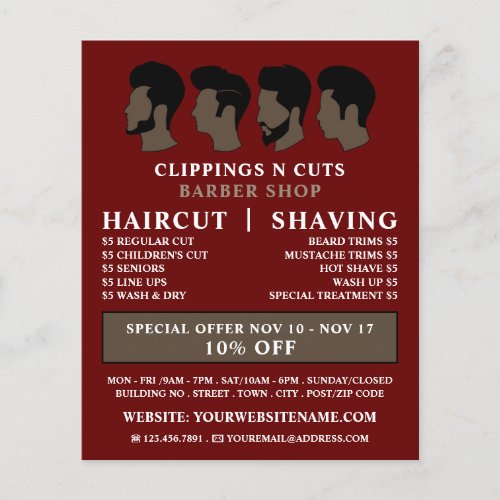 Hairstyles Mens Barbers Advertising Flyer