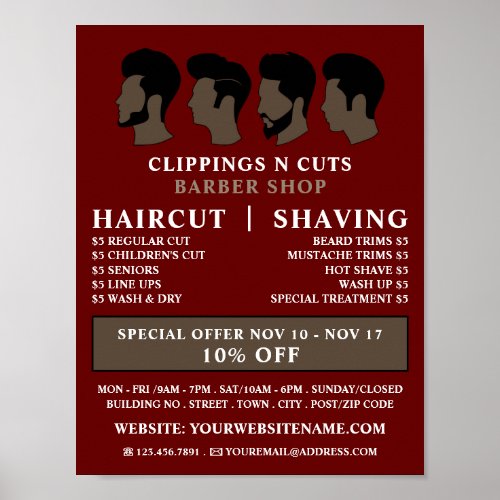 Hairstyles Mens Barbers Advertising Poster