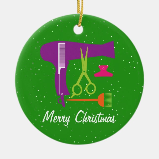 Hairstyles tools ceramic ornament (Front)