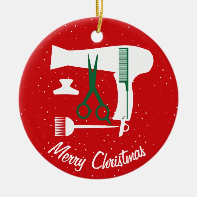 Hairstyles tools ceramic ornament (Front)