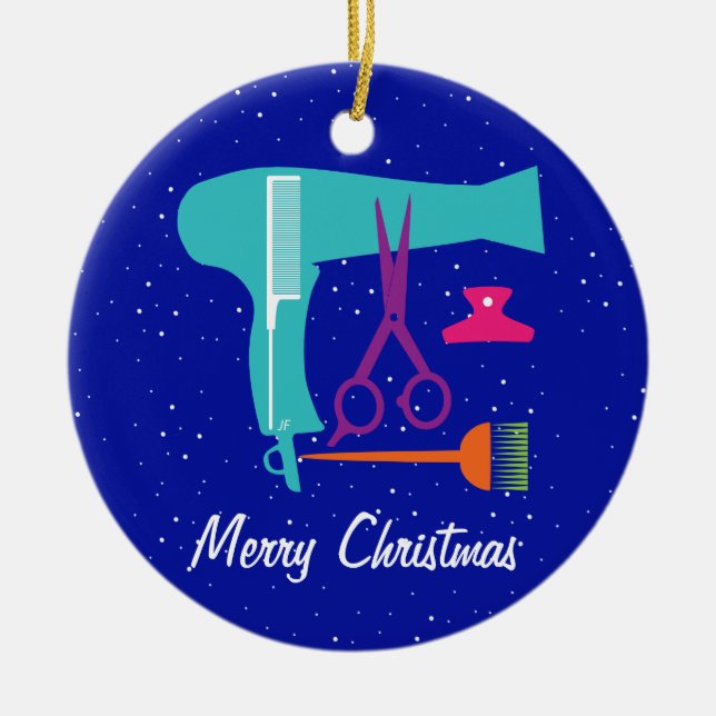 Hairstyles tools ceramic ornament (Front)