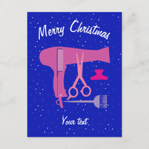 White Glitter Blow Dryer Hallmark Christmas Card for Hairdresser W/ Envelope New