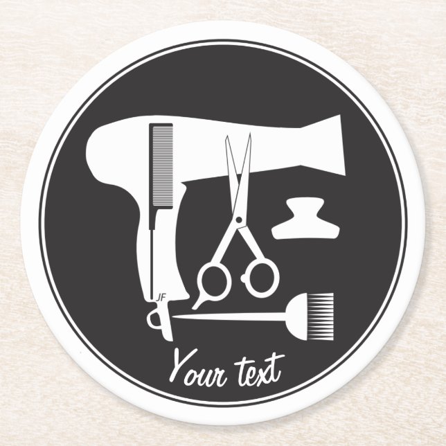 Hairstyles tools round paper coaster (Front)