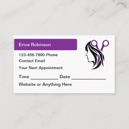 Hairstylist And Hair Styling Appointment Cards