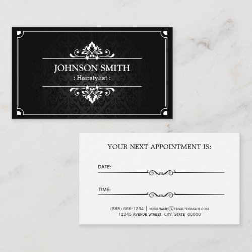 Hairstylist Appointment Card - Shadow of Damask