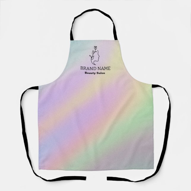 Hairstylist Apron Trendy Hologram Salon Logo (Front)