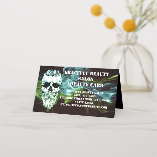 hairstylist barber loyalty card skull 