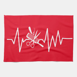 Hairstylist - Barber Scissors Comb Heartbeat Kitch Kitchen Towel