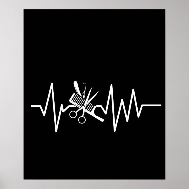 Hairstylist - Barber Scissors Comb Heartbeat Poster (Front)