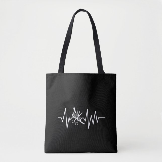 Hairstylist - Barber Scissors Comb Heartbeat Tote Bag (Front)