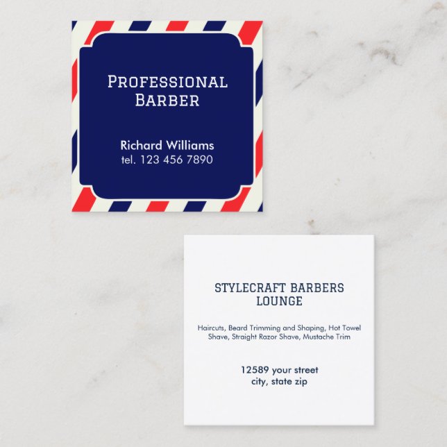 Hairstylist Barber Square Business Card (Front/Back)