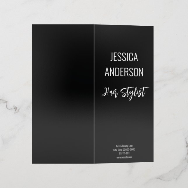 Hairstylist Black and White Services Price List  Brochure (Outside)