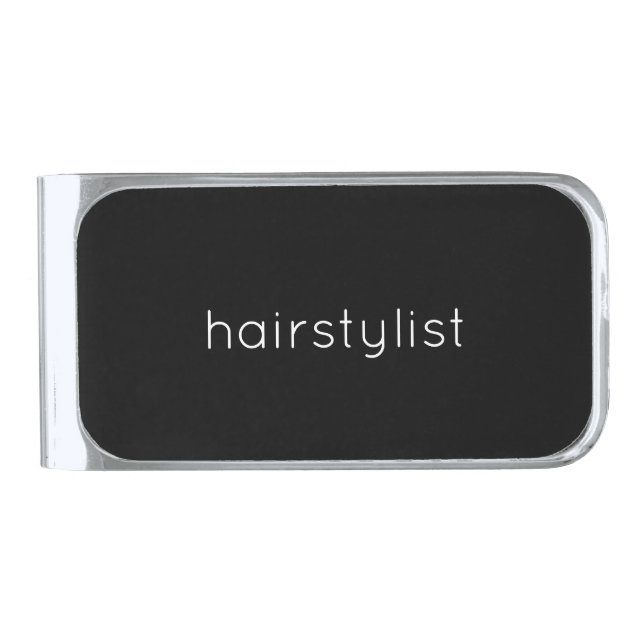 Hairstylist Black White Modern  Spa Salon Stylish Silver Finish Money Clip (Front)