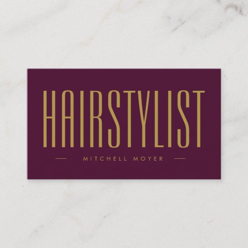 Hairstylist Burgundy And Gold Modern Hair Salon Business Card