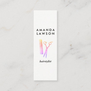Hairstylist Chic Colorful Shears and Comb Mini Business Card