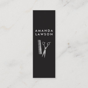 Hairstylist Chic Shears and Comb Gray Mini Business Card
