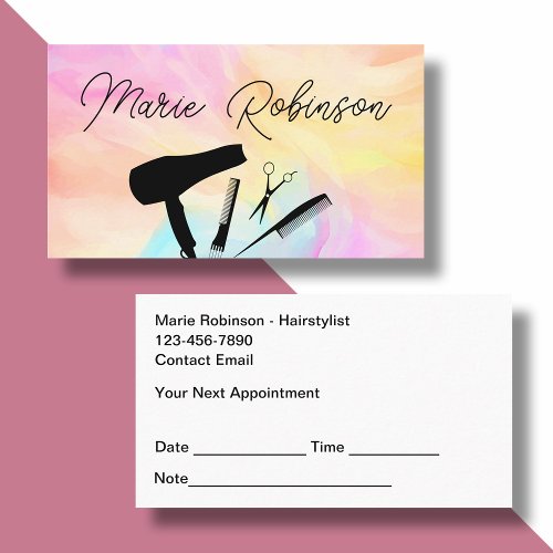 Hairstylist Colorful Trendy Appointment Reminder  Business Card