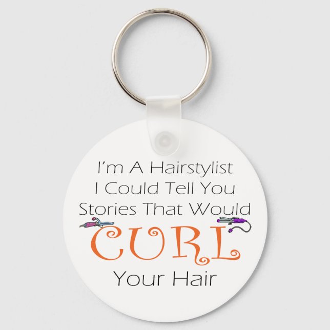 Hairstylist Curl Hair Keychain (Front)