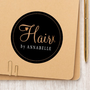 Hairstylist elegant script gold scissors your name patch