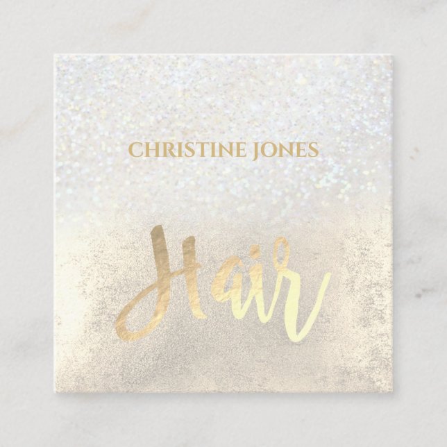 Hairstylist FAUX glitter and FAUX foil Calling Card (Front)