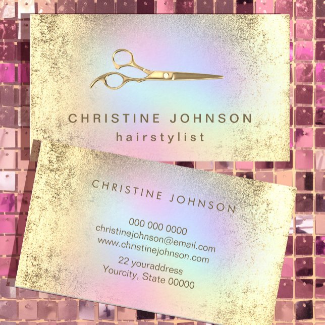 hairstylist FAUX gold foil scissors Business Card (Creator Uploaded)