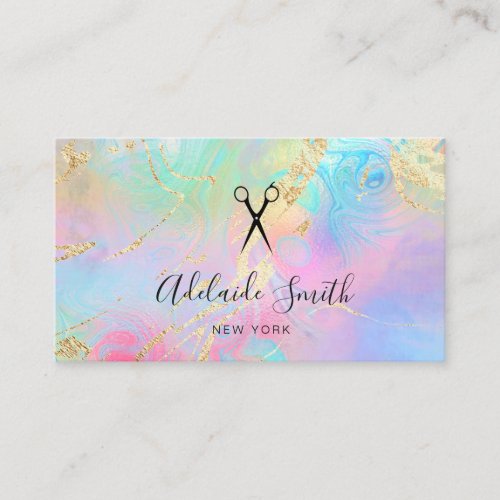 hairstylist FAUX holographic effect Business Card