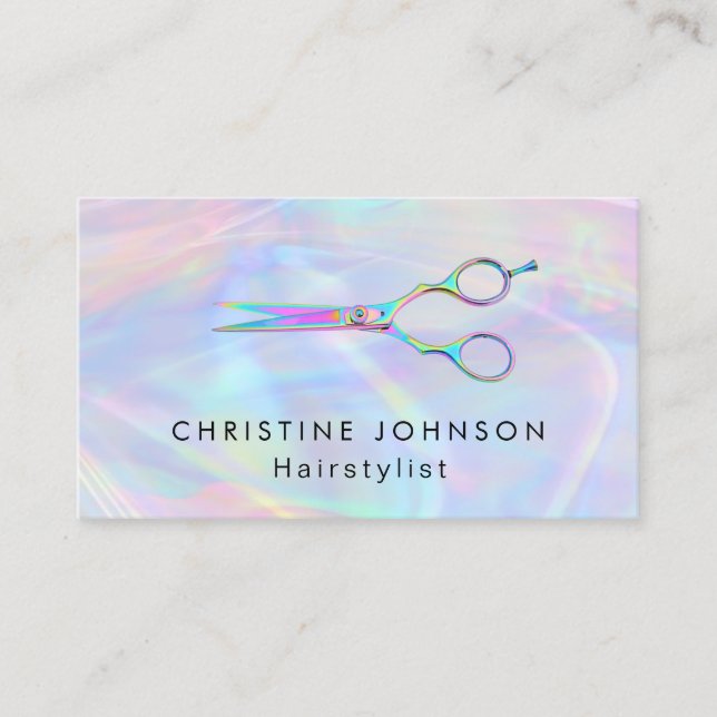 hairstylist faux holographic effect business card (Front)