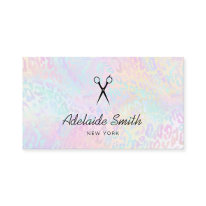 hairstylist FAUX holographic leopard skin Business Card