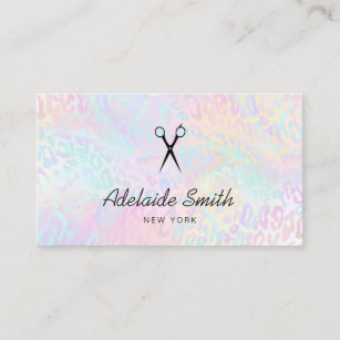 hairstylist FAUX holographic leopard skin Business Card