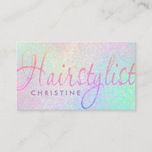 hairstylist faux iridescent glitter appointment card