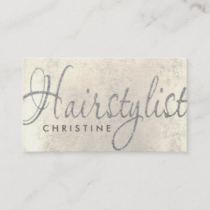 hairstylist faux silver glitter appointment card