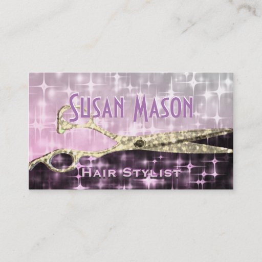 Customizable Hairstylist Glitter Glam Double-Sided Standard Business Cards (Pack Of 100)