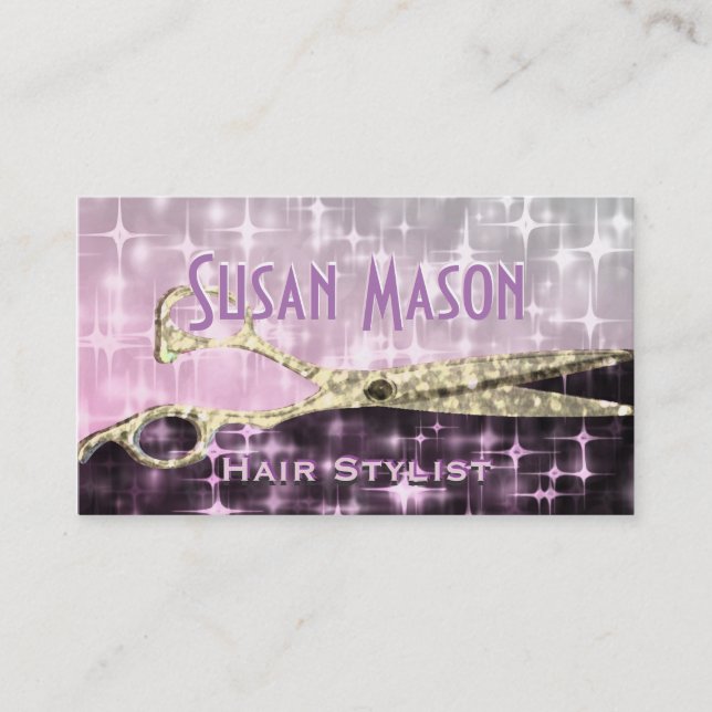 Hairstylist Glitter Glam Appointment Card (Front)