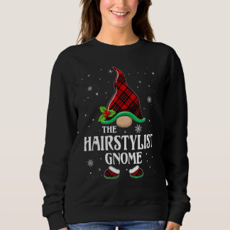 Hairstylist Gnome Red Plaid Matching Family Christ Sweatshirt