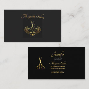 Hairstylist Gold Scissors, Swirls VIP Business Card