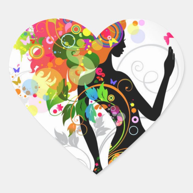 Hairstylist Graphic Heart Sticker (Front)