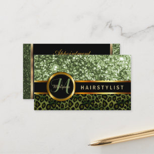 Hairstylist Green Glitter Appointment Card