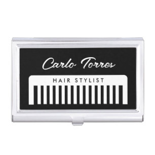 Hairstylist hair comb logo business card case