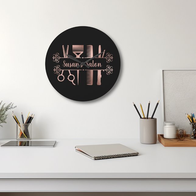 Hairstylist Hair Dresser Salon Personalized Large Clock (Creator Uploaded)