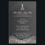 Hairstylist Hair Salon Elegant Dark Silver Damask Flyer<br><div class="desc">Elegant Dark Silver Damask Hairstylist Hair Salon - Classic and Unique Flyer Template. You can add additional information on the back. (1) For further customization, please click the "customize further" link and use our design tool to modify this template. (2) If you need help or matching items, please contact me....</div>