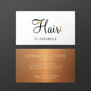 Hairstylist hair salon glam gold metallic chic business card