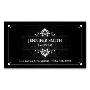 Hairstylist Hair Salon - Vintage Shadow of Damask Business Card Magnet