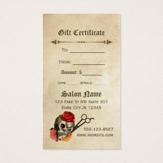 hairstylist hair stylist gift card certificate