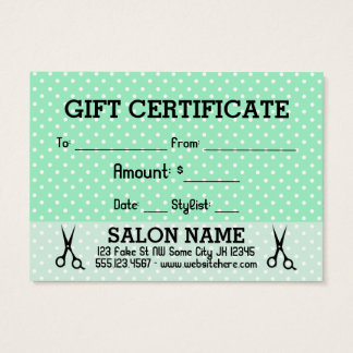 hairstylist hair stylist gift card certificate