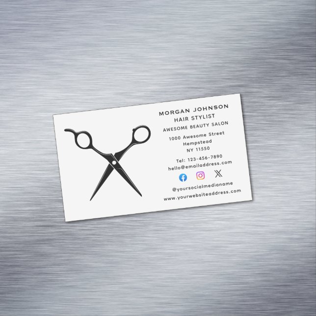 Hairstylist Hairdresser Beautician Social Media Business Card Magnet (In Situ)